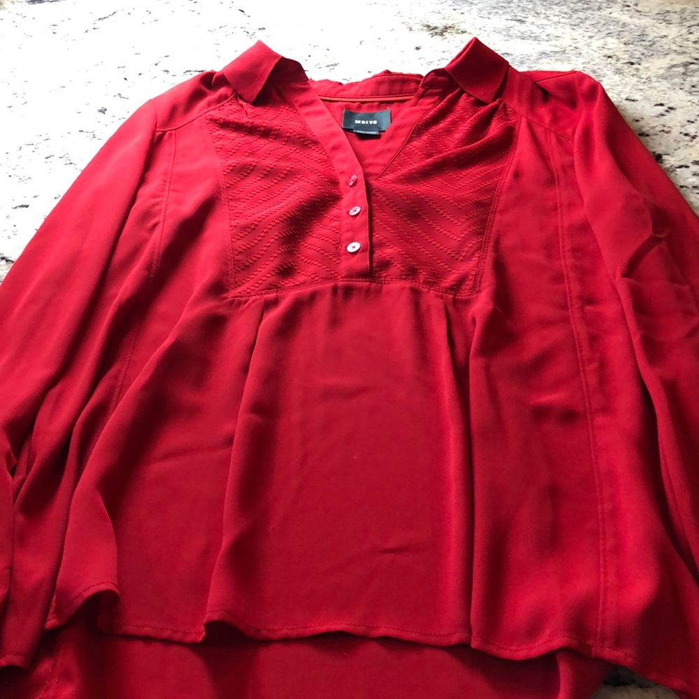 Anthropologie red long sleeve blouse
